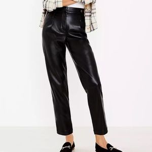 Loft Tall Button Tab Slim Pants in Faux Leather - Size 12